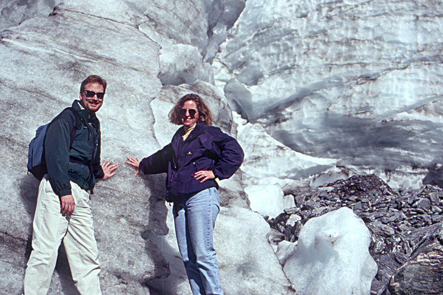 Touching a glacier