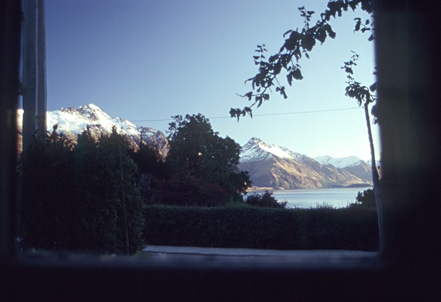 Dusk from the front window of The Stone House